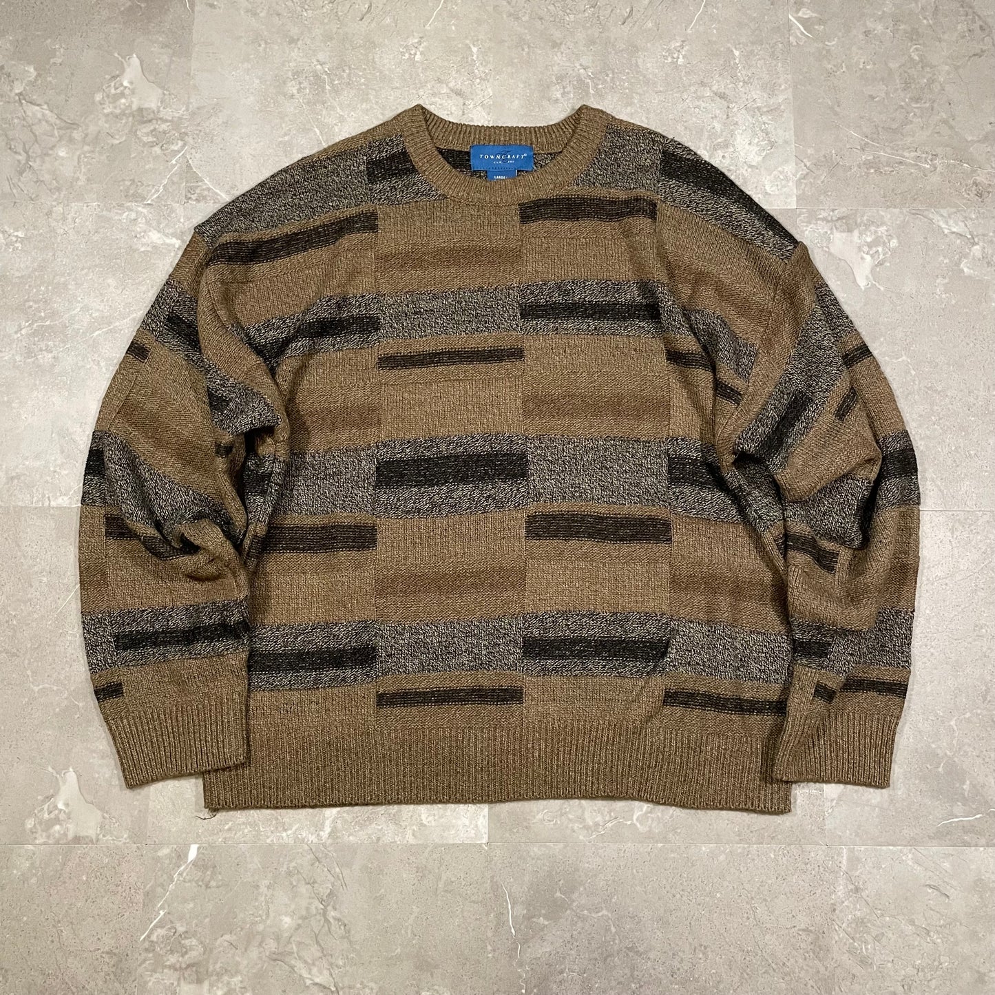 90s-00s Towncraft Block Pattern Knitted Sweater