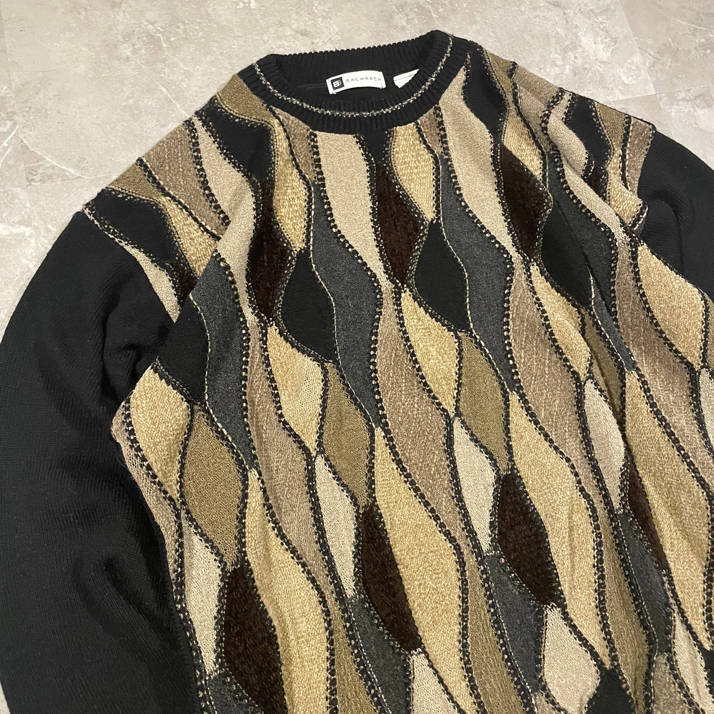 90s Bachrach Coogi-Style Made in USA Knitted Sweater