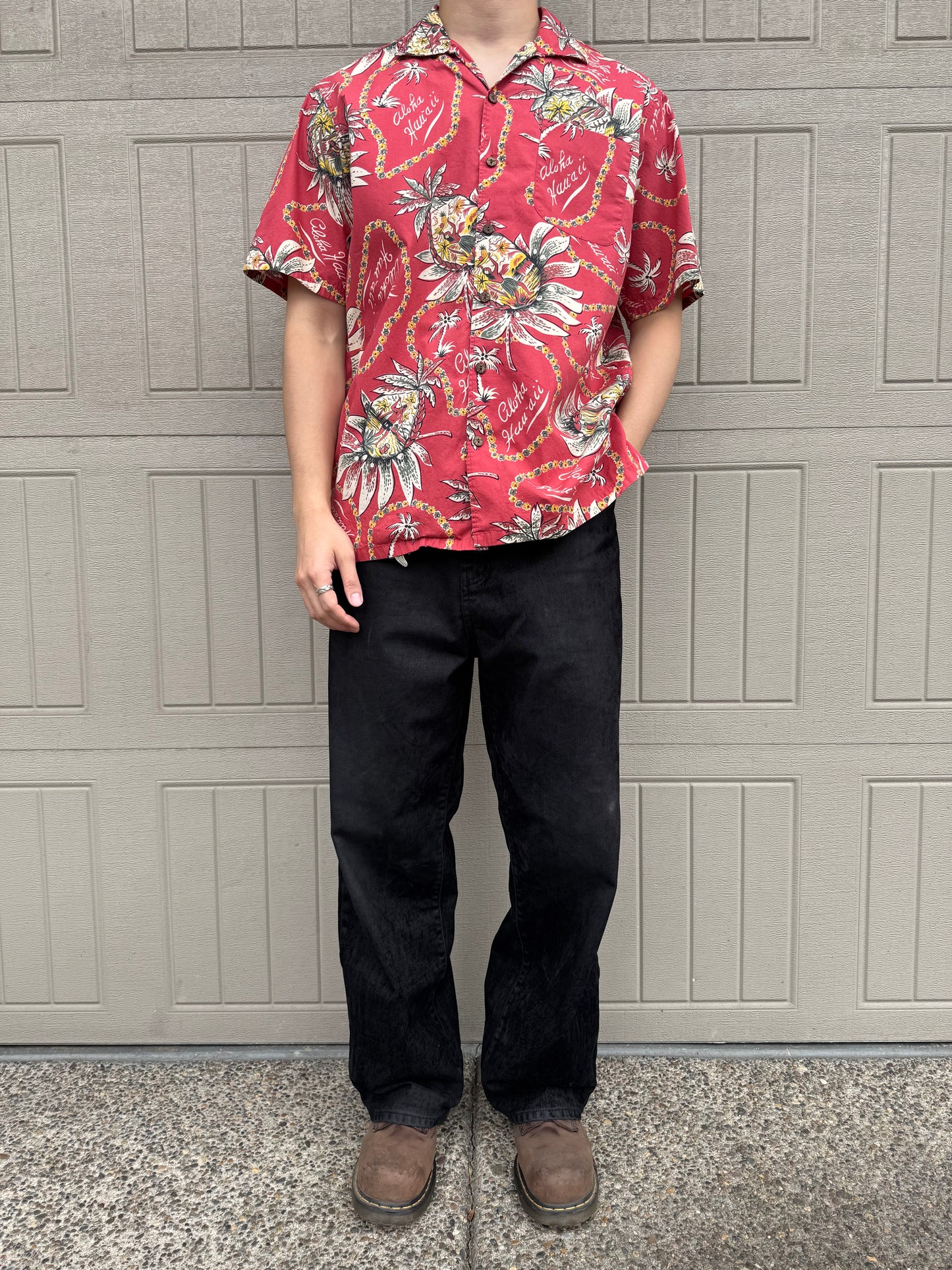 00s Polo by Ralph Lauren Classic Fit Red Hawaiian Open Collar Shirt