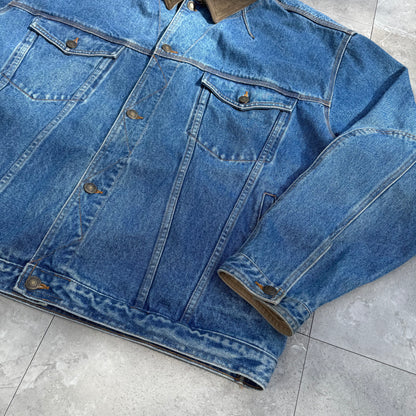 90s St. John's Bay Leather Collar Denim Jacket
