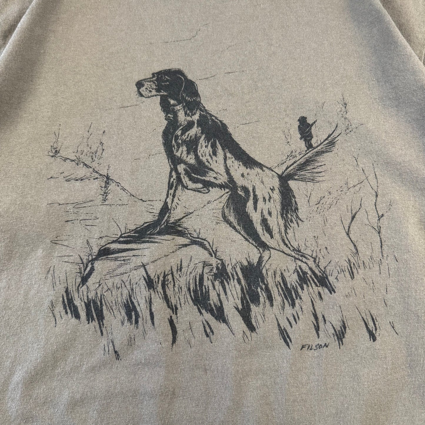 00s Filson Made in USA Olive Green Doberman Graphic Tee