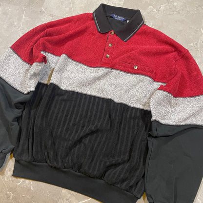 90s LD Sport Color-Block Polo Sweater