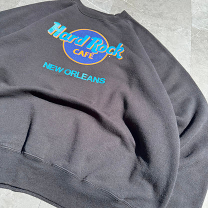 90s Hanes Hard Rock Cafe New Orleans Made in USA Black Crewneck Sweatshirt KiiChain Clothing