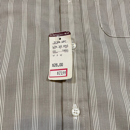 90s Deadstock Arrow Collection Made in USA Beige Striped Stand Collar Shirt