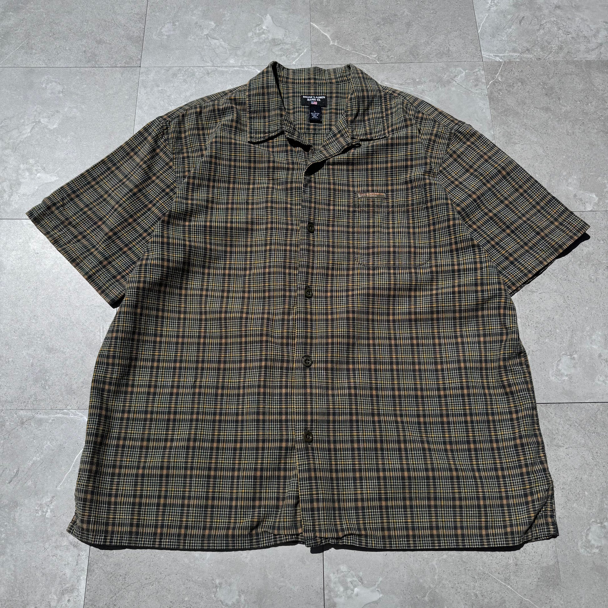 90s-00s Ralph Lauren Jeans Co Checkered Cotton Open Collar Shirt KiiChain Clothing