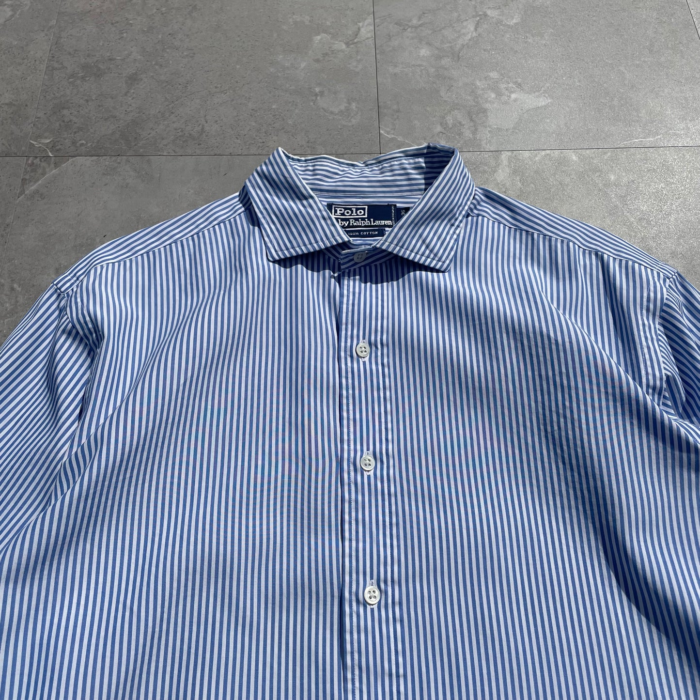 90s Ralph Lauren Logo-Free Blue Striped Shirt