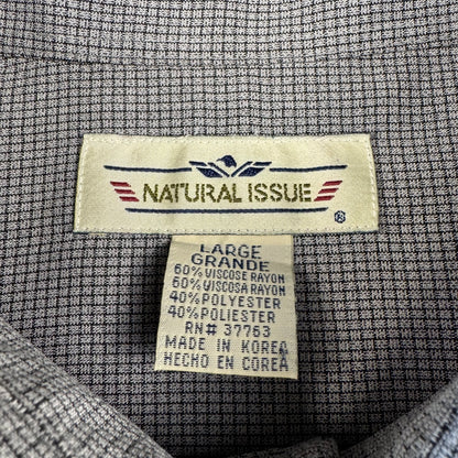 90s Natural Issue Gray Rayon Gingham Checkered Shirt
