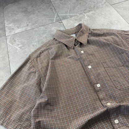 90s Old Navy Brown Checkered Short Sleeve Shirt M