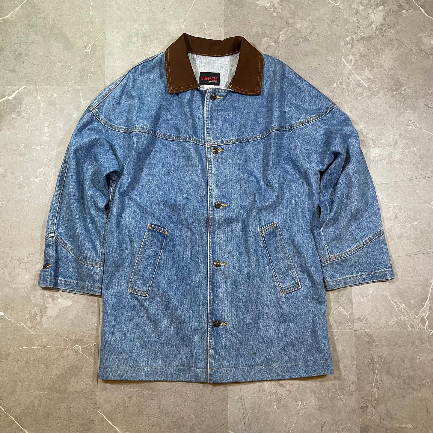 90s Women's Sunbelt Sportswear Denim Coverall Jacket