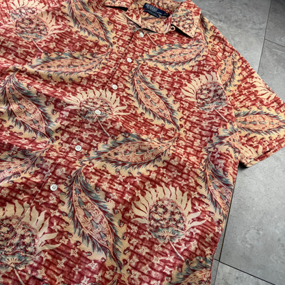 00s Polo by Ralph Lauren Vintage Camp Red Leaf Open Collar Shirt M
