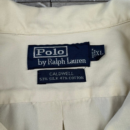 00s Polo by Ralph Lauren Caldwell No-Pony Cream Silk x Cotton Open Collar Shirt XL