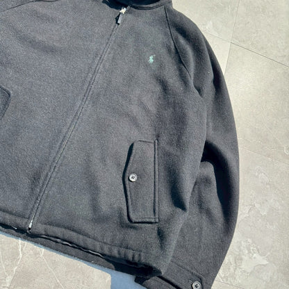 00s Ralph Lauren Black Wool Harrington Jacket