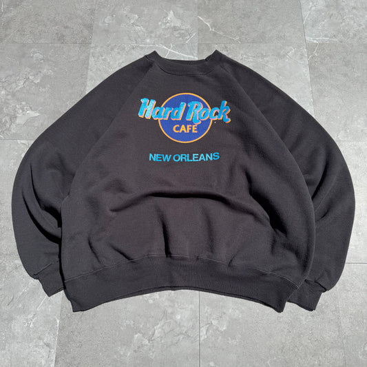 90s Hanes Hard Rock Cafe New Orleans Made in USA Black Crewneck Sweatshirt KiiChain Clothing