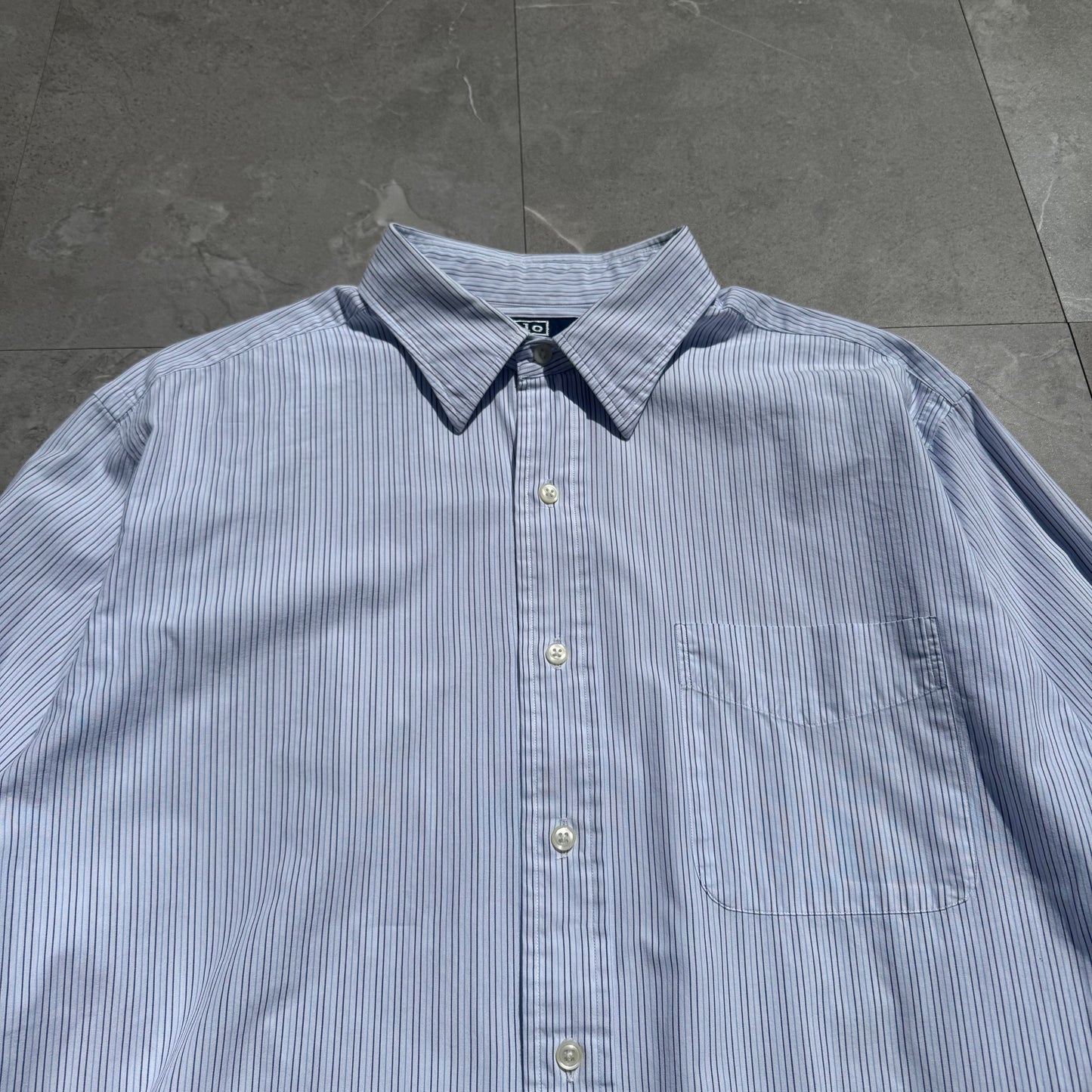 90s Ralph Lauren “Andrew” No-Pony Blue Striped Shirt KiiChain Clothing