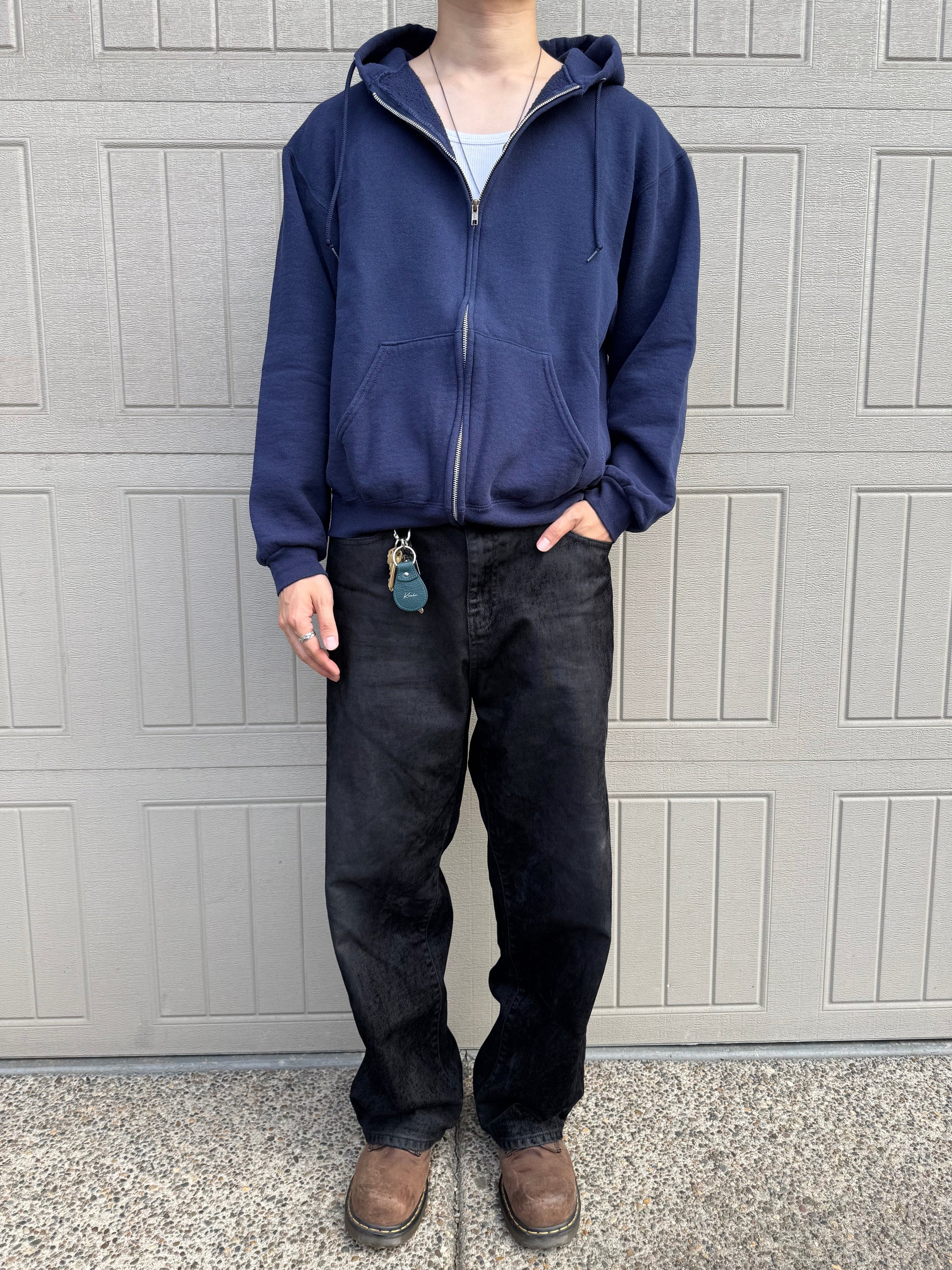 00s Russell Athletic Zip-Up Navy Hoodie KiiChain Clothing