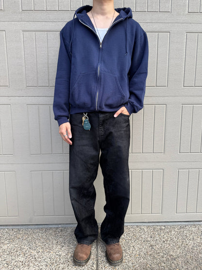 00s Russell Athletic Zip-Up Navy Hoodie KiiChain Clothing