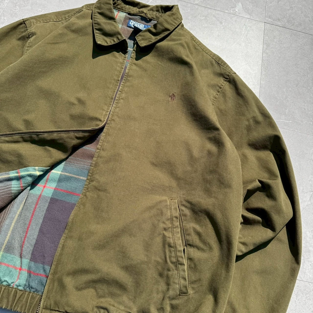 90s-00s Ralph Lauren Olive / Khaki Flannel Lined Swing Top Jacket