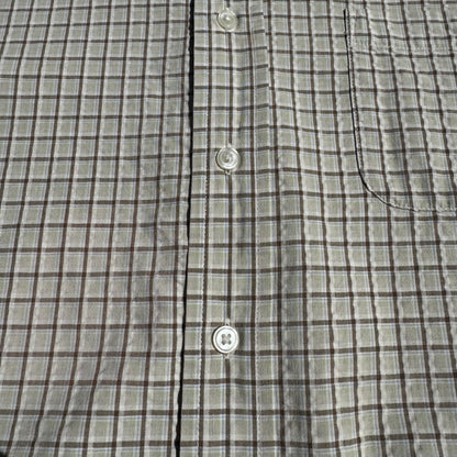 90s-00s John Ashford Cream Seersucker Checkered Cotton Short Sleeve Shirt KiiChain Clothing