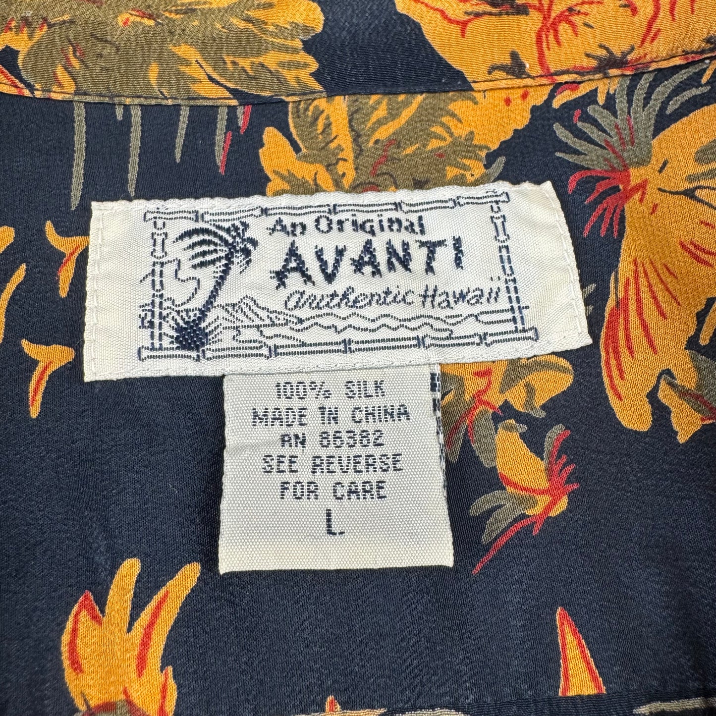 90s Avanti Black 100% Silk Open Collar Shirt