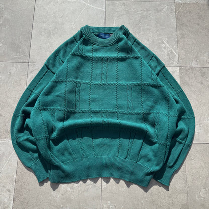 90s Towncraft Made in USA Green Cotton Design Knit