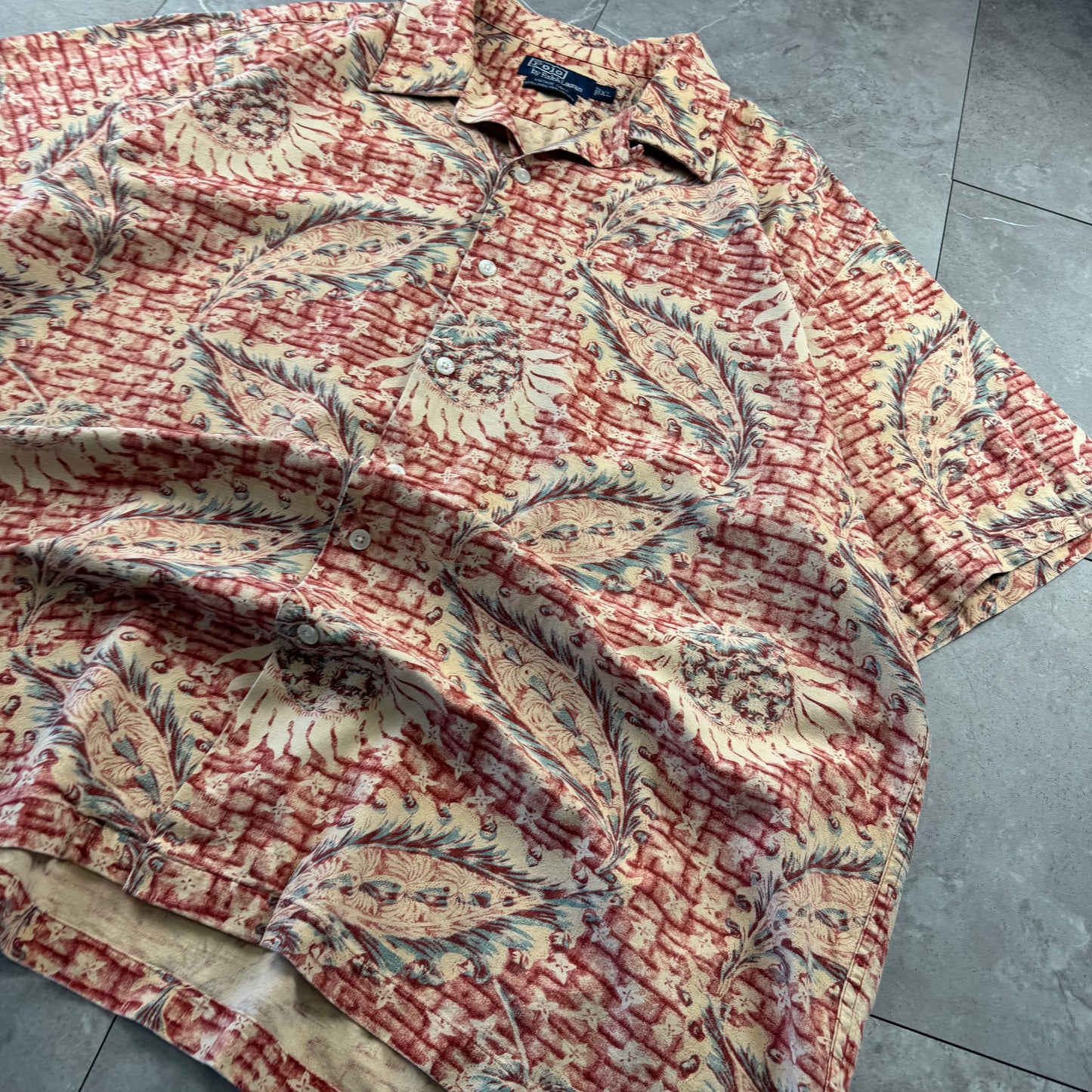 00s Polo by Ralph Lauren Vintage Camp Red Leaf Open Collar Shirt XL