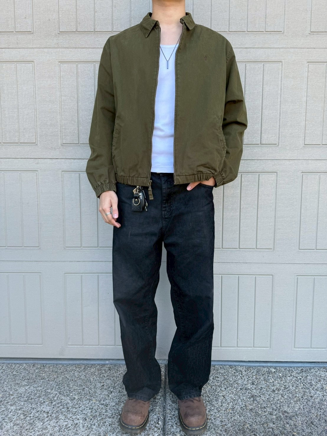 90s-00s Ralph Lauren Olive / Khaki Flannel Lined Swing Top Jacket