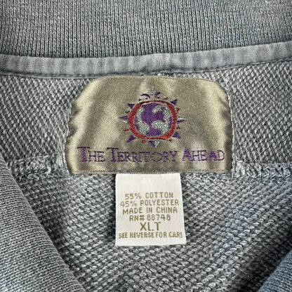 90s The Territory Ahead Faded Light Blue Raglan Heavyweight Polo Shirt