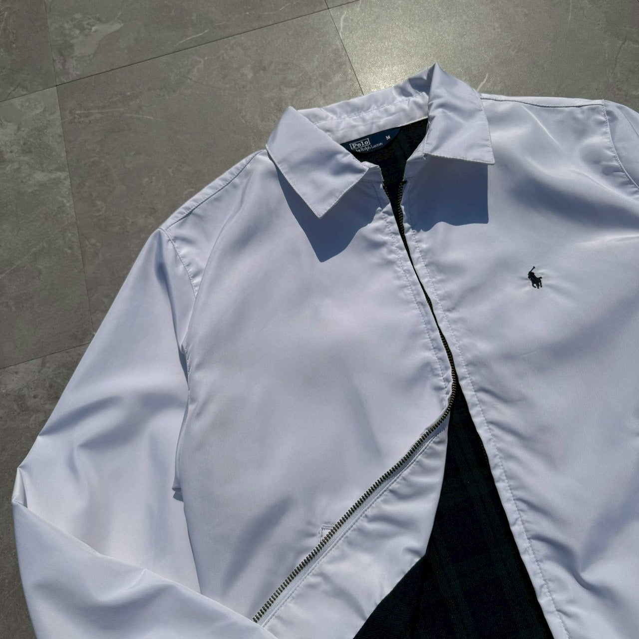 90s Ralph Lauren Rare White Polyester Flannel Lined Swing Top Jacket