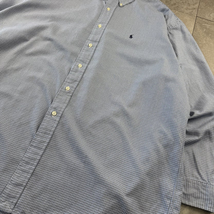 00s Ralph Lauren “Blake” 100% Two-Ply Cotton Blue Houndstooth Checkered Button Down Shirt