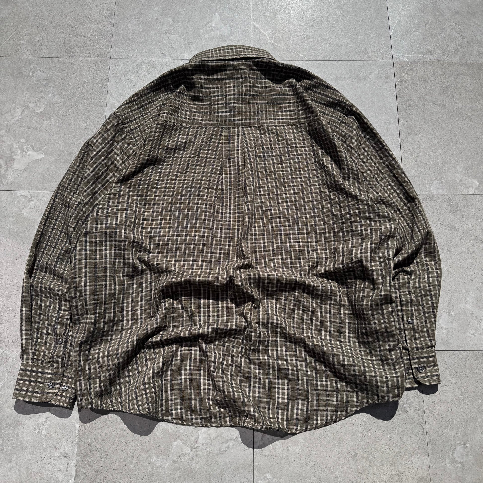 90s Natural Issue Olive Green Checkered Button Down Shirt KiiChain Clothing