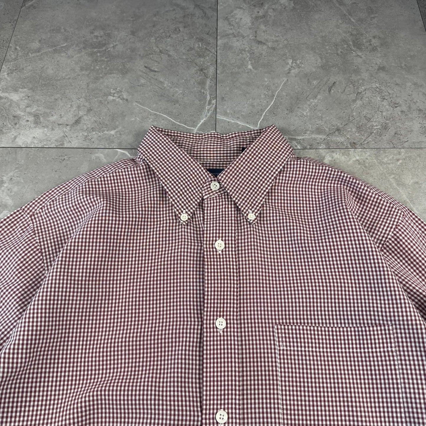 90s Lands' End Red & White Checkered Button Down Shirt