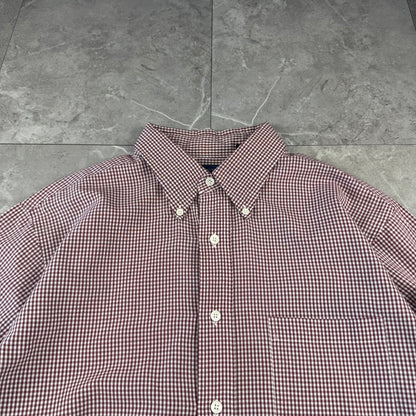90s Lands' End Red & White Checkered Button Down Shirt